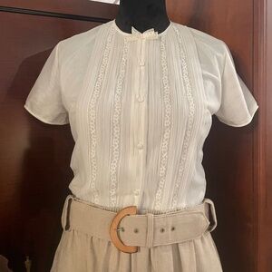 Mirco-pleat Sheer Cream 1950s Blouse by Penny Potter
